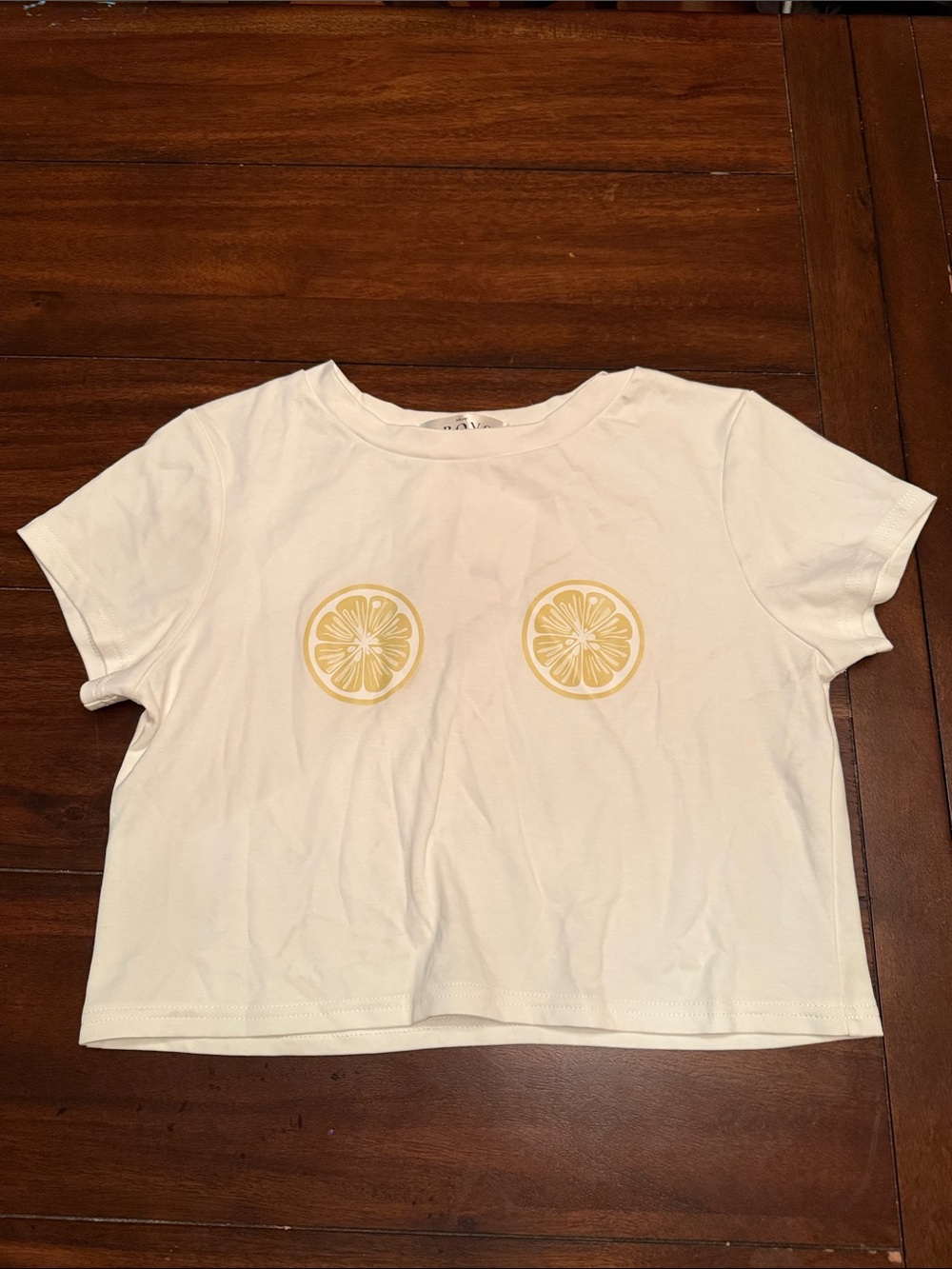 Girls' White Lemon Graphic Crop Tee large